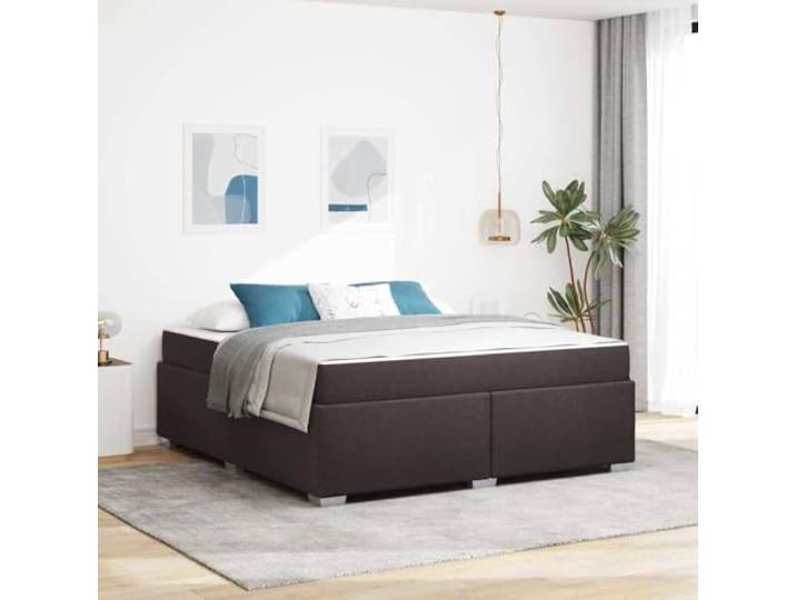 KTHLBRH Bettgestell Dunkelbraun 180 x 200 cm Stoff Minimalistisches Design, robuster Rahmen, geeignet für Doppelzimmer