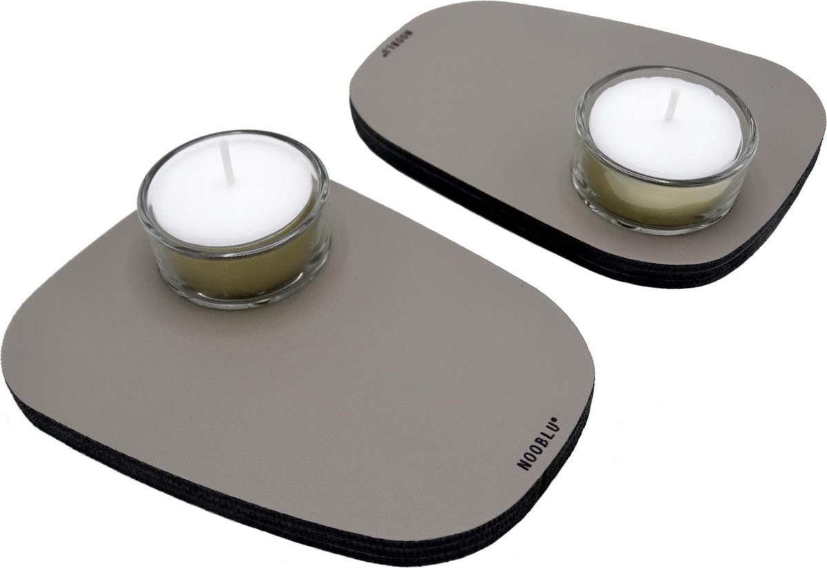 NOOBLU PEBL waxinelichthouder - Clay grey - set van 2