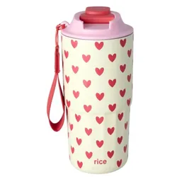 RICE Edelstahl Thermo-Becher mit Herzchen-Print, 550 ml, Ø 9 cm, Höhe 19,5 cm