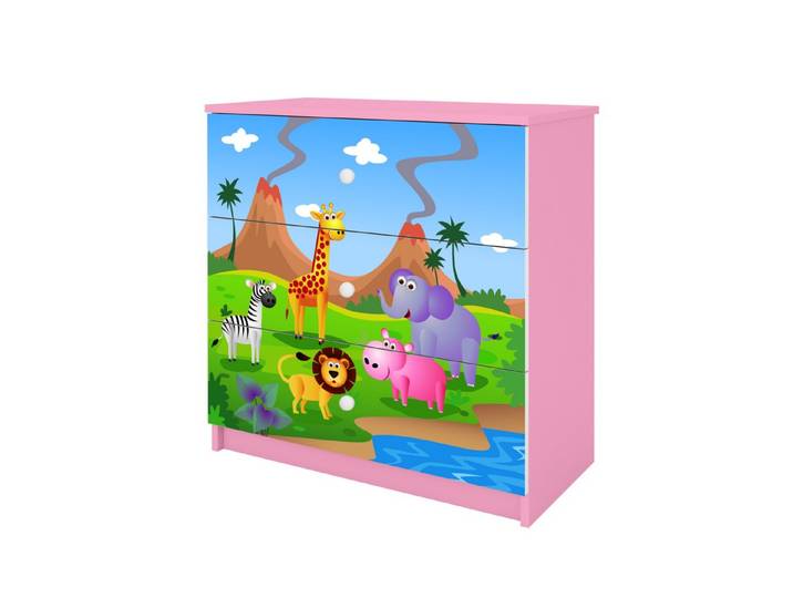 Raumhirsch Furniture Kinderregal Kinderkommode mit Tiermotiven, Spielzeugregal mit Schubladen - Kinderzimmermöbel, stabile Konstruktion, kindgerecht, verschiedene Farben & Designs