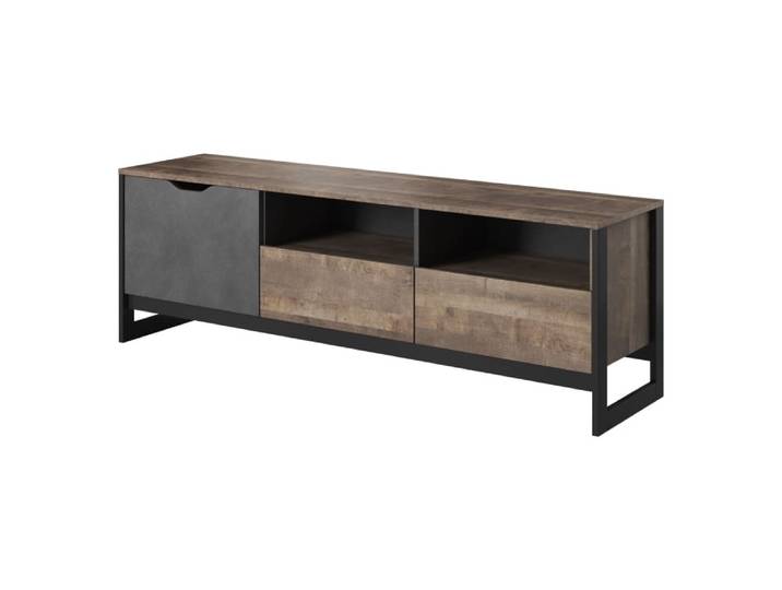 Meuble TV effet bois Crème et Gris