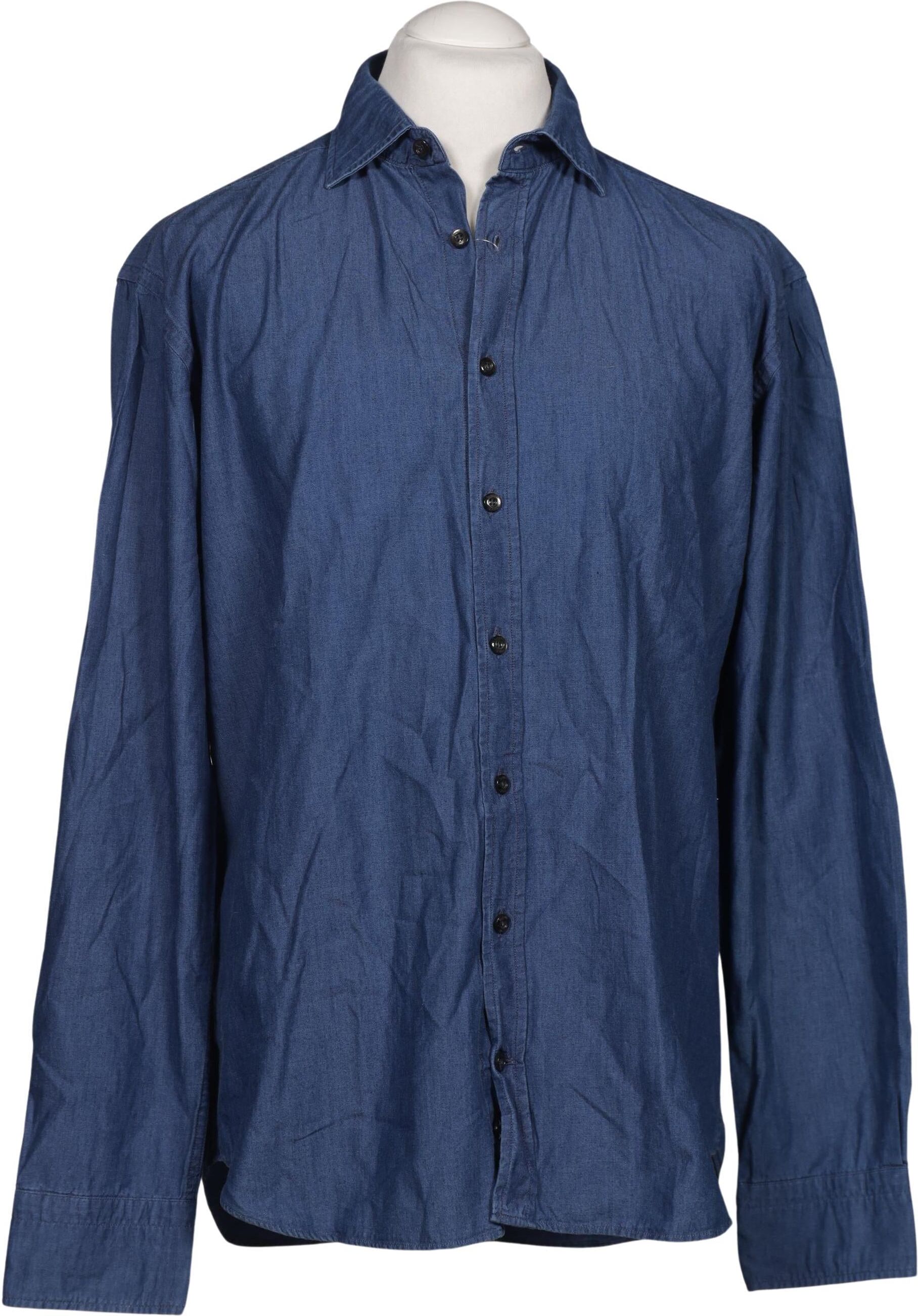 Bugatti Herren Hemd, Blau, Gr. 41, Baumwolle - Second Hand