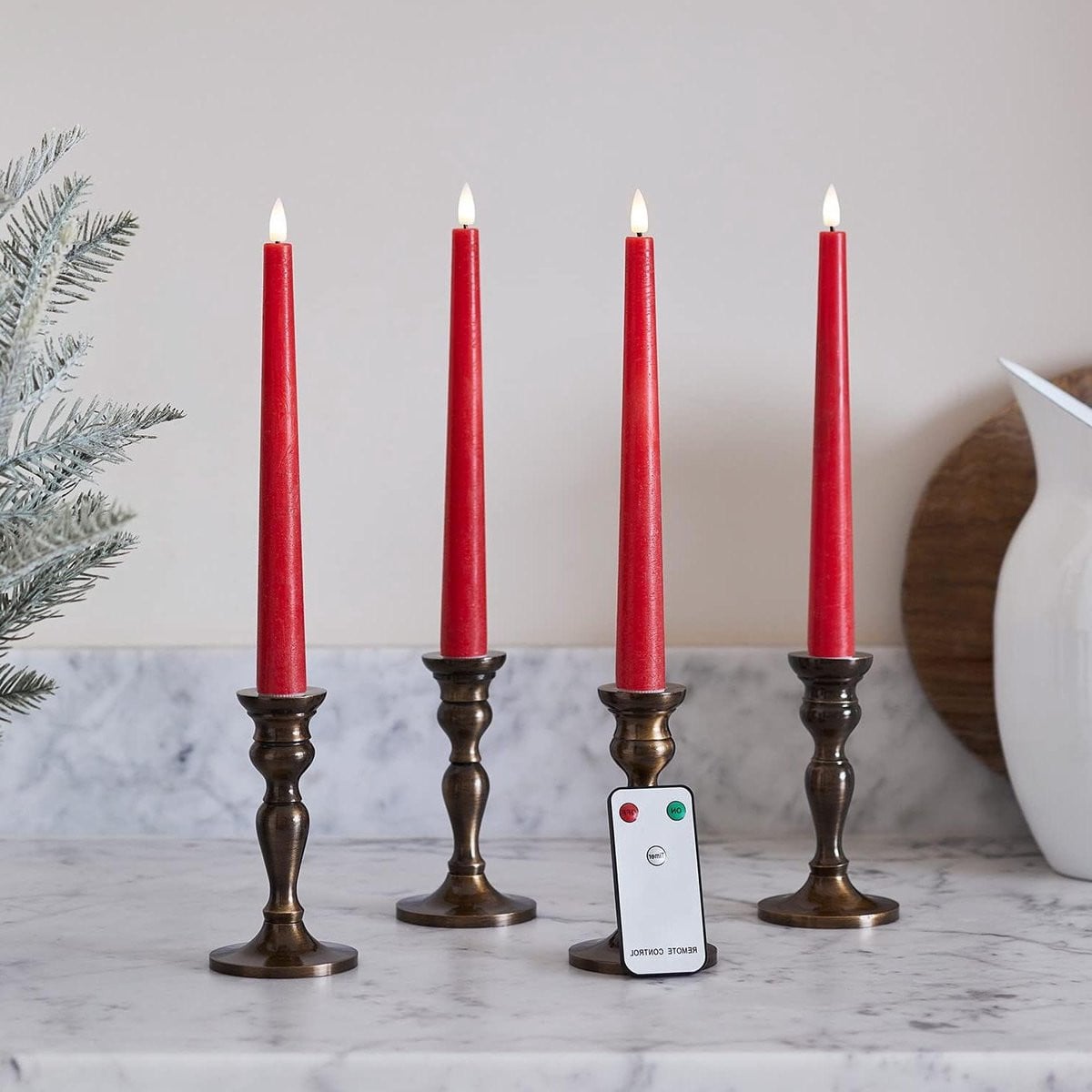 LED Taper Candles Vlamloze Kaarsen Rood 22 cm