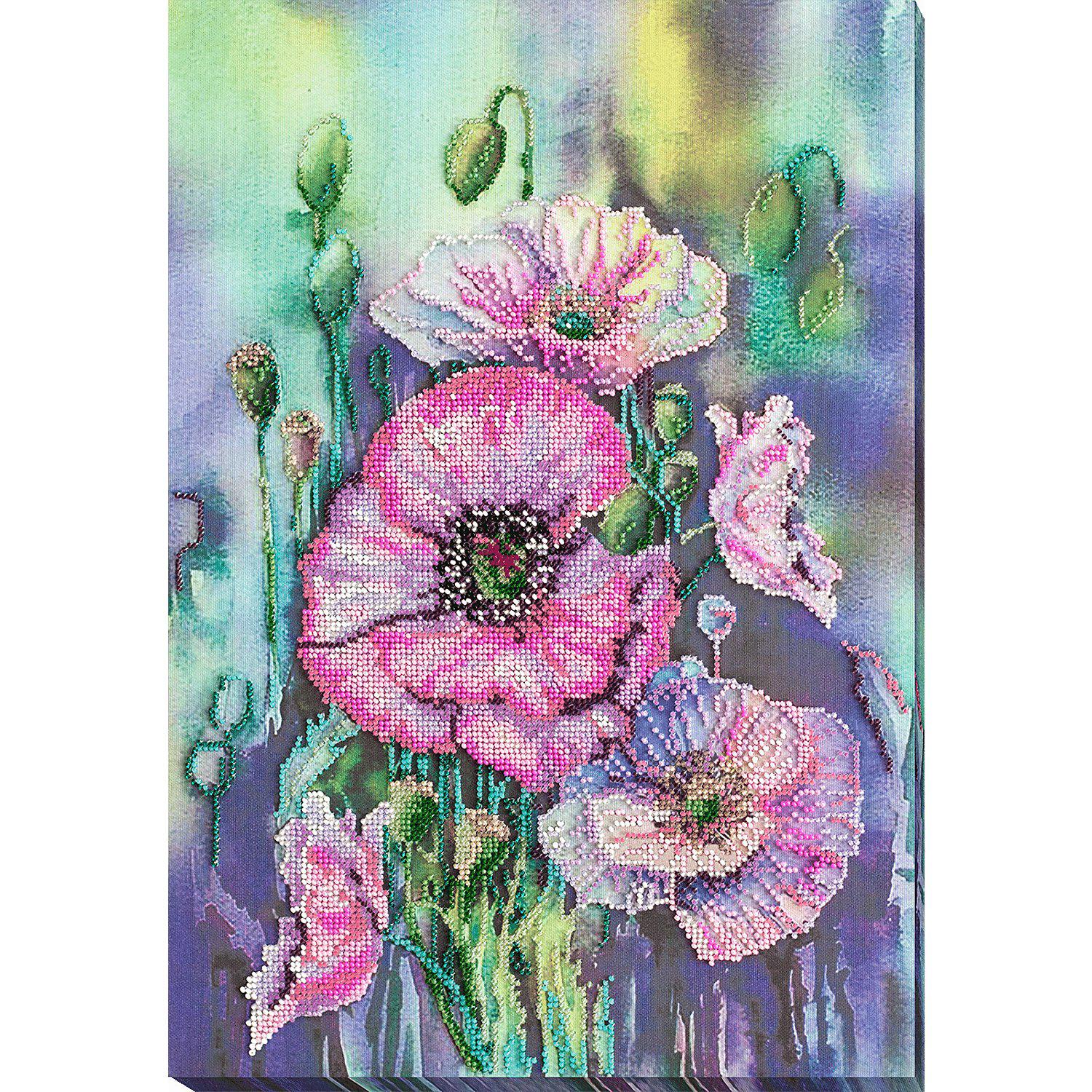 Perlen-Stickbild "Mohnblüten", 30 x 43 cm