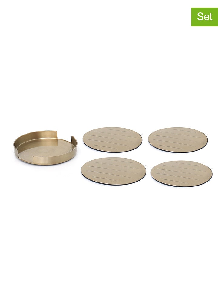 houseproud 5tlg. Set: Untersetzer-Set "Mates" in Beige/ Gold - Ø 10,8 cm - onesize