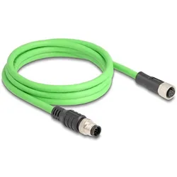 Delock M12 Kabel A-kodiert 8 Pin Stecker zu Buchse PUR (TPU) 2 m (SF/UTP, 2 m), Netzwerkkabel