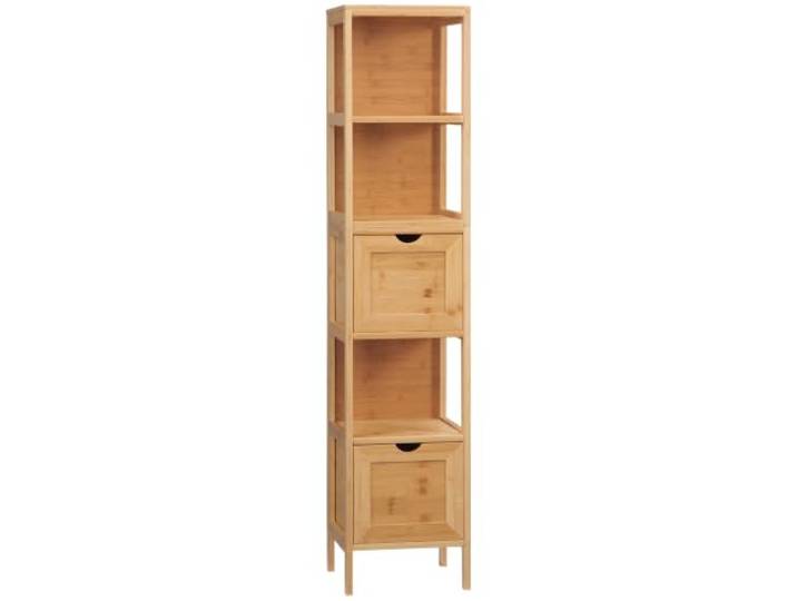 kleankin Badezimmerschrank mit Kippschutz 30 x 30 x 140 cm Natur