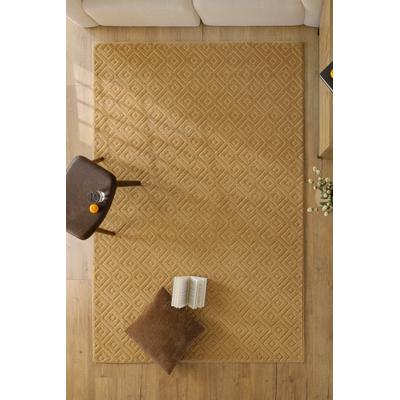 Teppich WECON HOME "Castello TWO", beige (karamell), B:140cm H:7mm L:200cm, Schurwolle, Teppiche, Teppich, Schurwolle, Kurzflor mit Hoch-Tief-Effekt, Wohnzimmer, Rautenmuster
