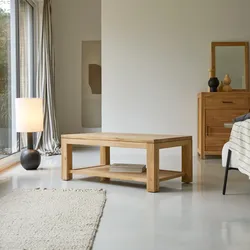 Couchtisch 100x60 cm aus unbehandeltem Teakholz rechteckig mit Alagefläche