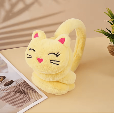 Inspire Essentials CozyCat Plush Earmuffs Winter Warm Ear Protection yellow