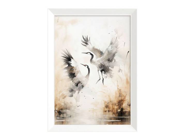 Druckgrafik Cranes Weiß/Beige ca. 75x56cm