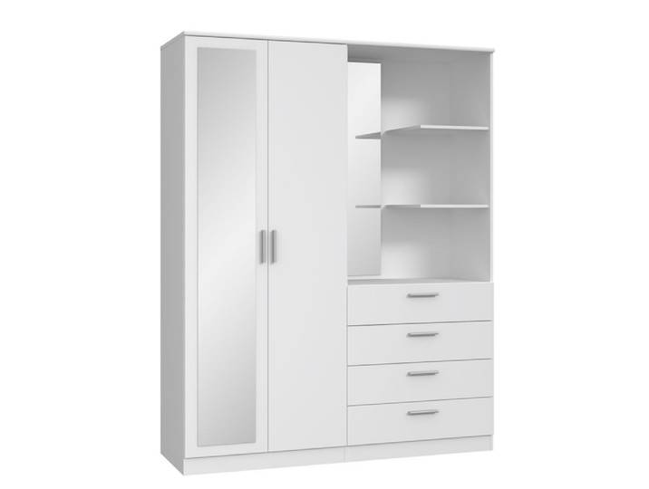 Armoire 2 portes 4 tiroirs Dewania Blanc - Basika