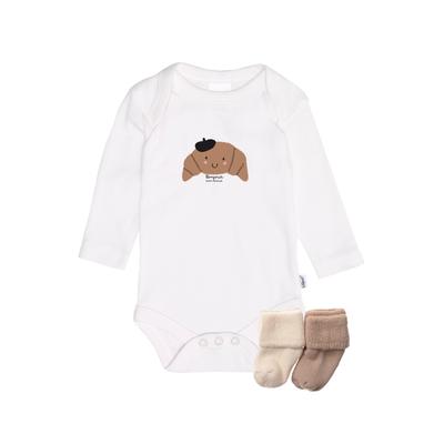 Erstausstattungspaket LILIPUT "Croissant", Mädchen, Gr. 44, weiß (weiß, beige), 100% Baumwolle, KOB Set-Artikel Erstausstattungspaket, mit weichen Stretchsöckchen