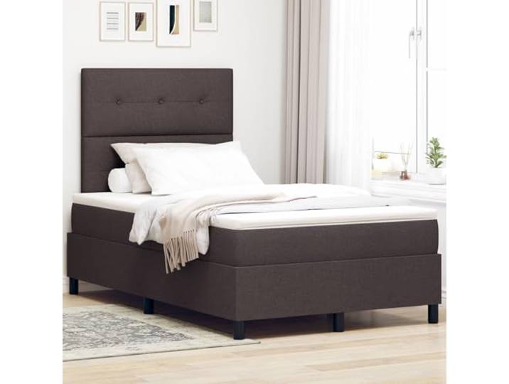 SKTQYQO Boxspringbett mit dunkelbrauner Matratze, Mehrzweckbett, multifunktional, geeignet für Hotel und Studien, 120 x 200 cm, Stoff
