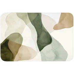 BADEMATTE Japandi - Abstrakt - Grün Badvorleger 90x60 cm