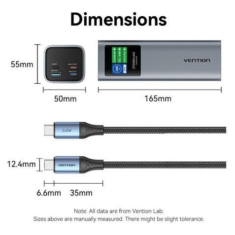 Vention Powerbank FKEH0 Grau (27000 mAh, 140 W, 99.90 Wh) (FKEH0)