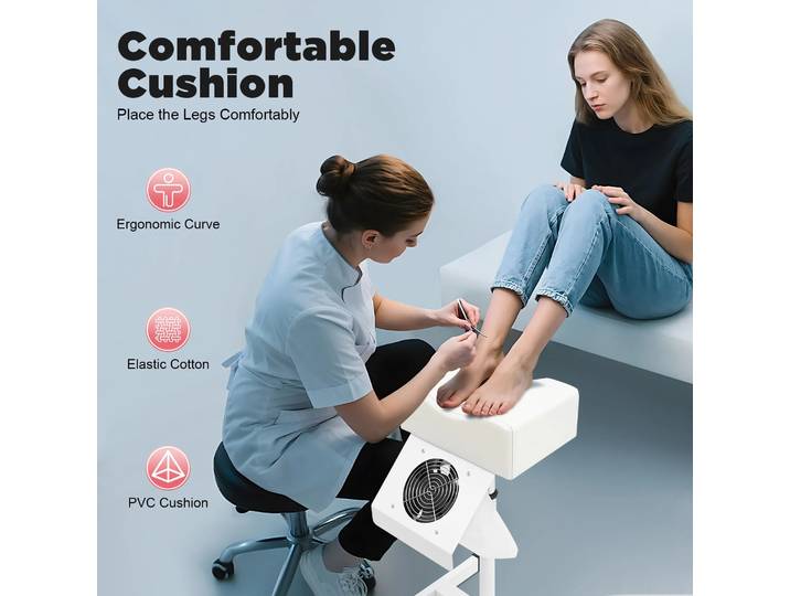 Tabouret de pédicure avec aspiration, chaise de manucure portable, chaise de salon de beauté légère en PVC et métal, tabouret de soin des pieds pour la maison et le salon