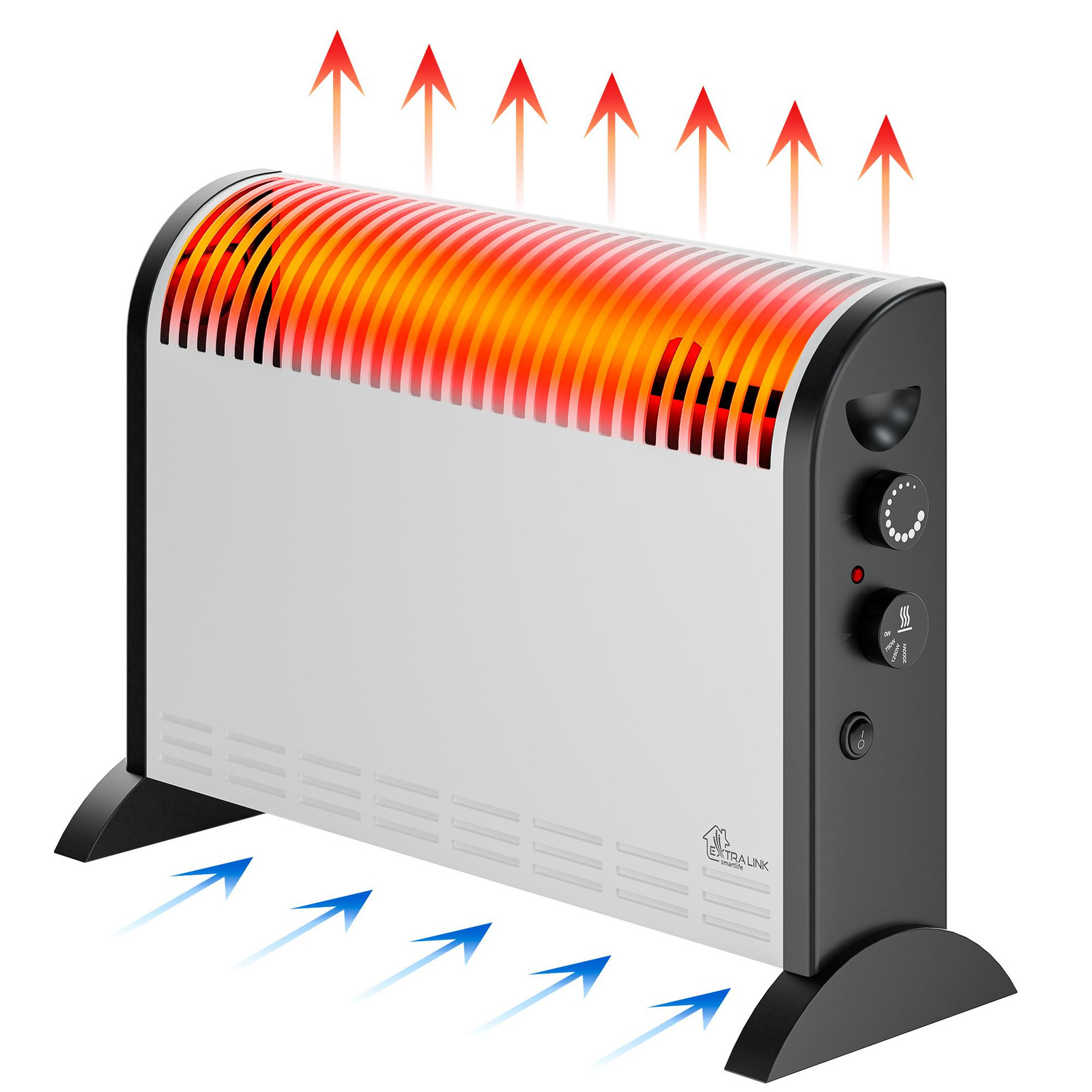 Extralink EX.30318 Elektrische convector voor vloergebruik, Zwart/Wit