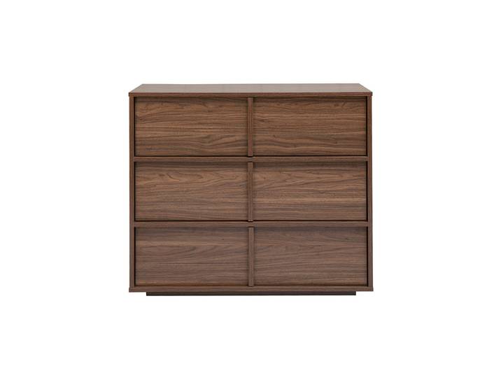 Commode finition bois foncé noyer 3 tiroirs L90 cm LOTHAIRE