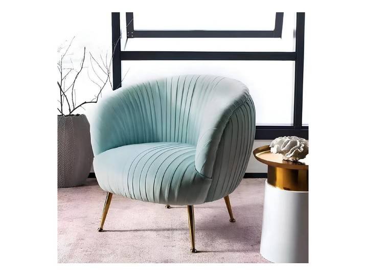 JVmoebel Loungesessel Blauer Loungesessel mit goldenen Edelstahlfüßen aus hochwertigem Stoff (Set, 1-St., Blauer Lounge Sessel Set – für Hotel und Entspannung), Made in Europa