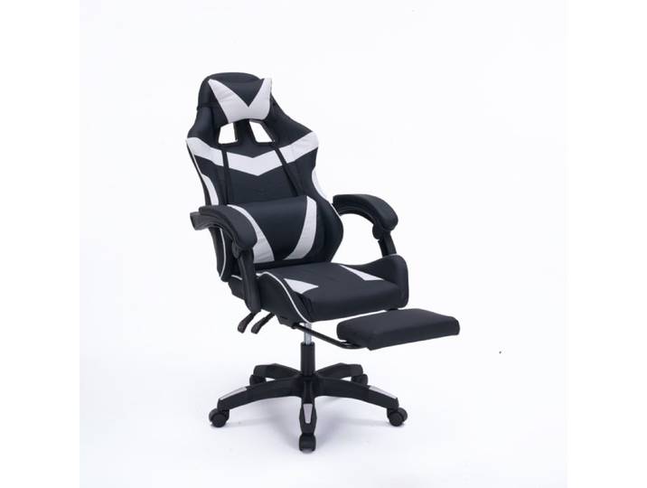 Altair - Chaise gaming de bureau ergonomique inclinable noir et blanc