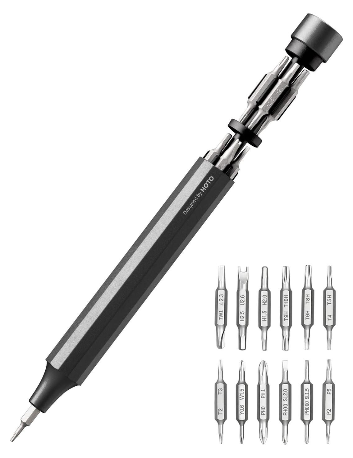 Merkloze 24-in-1 precisie schroevendraaierset met magnetische bits en aluminium etui