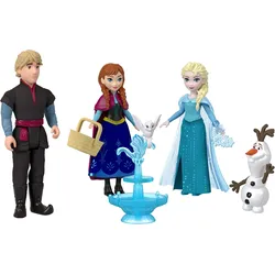 Disney Die Eiskönigin Anna und Elsa Charakterset mit 4 kleinen Puppen und 4 Zubehörteilen, inspiriert vom Film