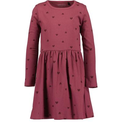 Jerseykleid BLUE SEVEN, Mädchen, Gr. 98, N-Gr, Langarm, Jersey, rot (wein), Jersey, Obermaterial: 100% Baumwolle, bedruckt, Basic Midi, Rundhals, Kleider Jerseykleid, Baumwolle, allover bedruckt