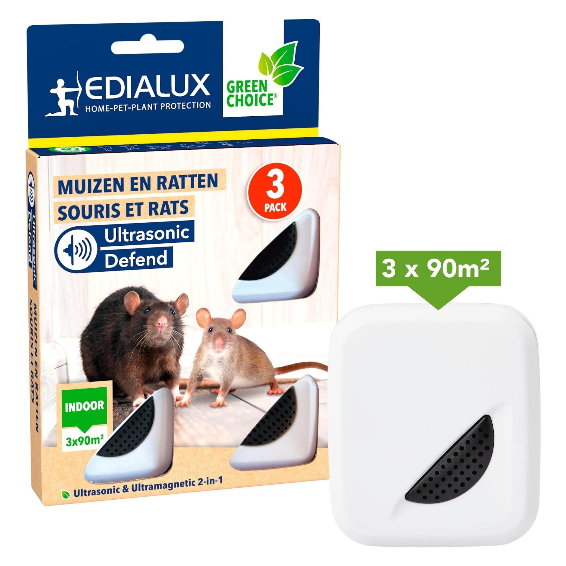 Edialux Ultrasonic Defend - M?use & Ratten, max. 90m?, 3 St?ck (EDX-1112000103)