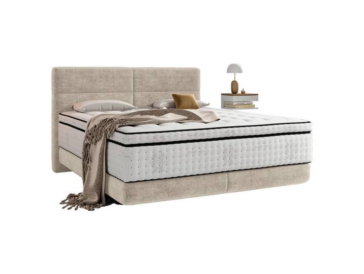 Esposa Boxspringbett, Beige, Textil, H3, 7-Zonen, 180x200 cm, Federkernmatratze, Stoffauswahl, Topper durchgehend, Matratze durchgehend, Schlafzimmer, Bett, Doppelbetten