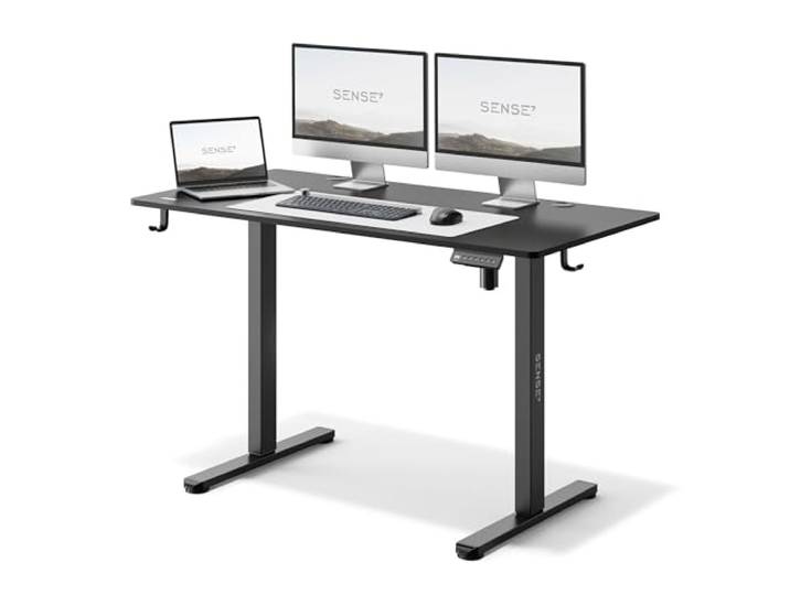 SENSE7 Bureau Électrique Assis Debout Réglable Hauteur 120x60 cm Fonction mémoire\, Plateau MDF\, Moteur silencieux\, Poste informatique\, Télétravail quotidien\, Montage facile\, Pour adultes
