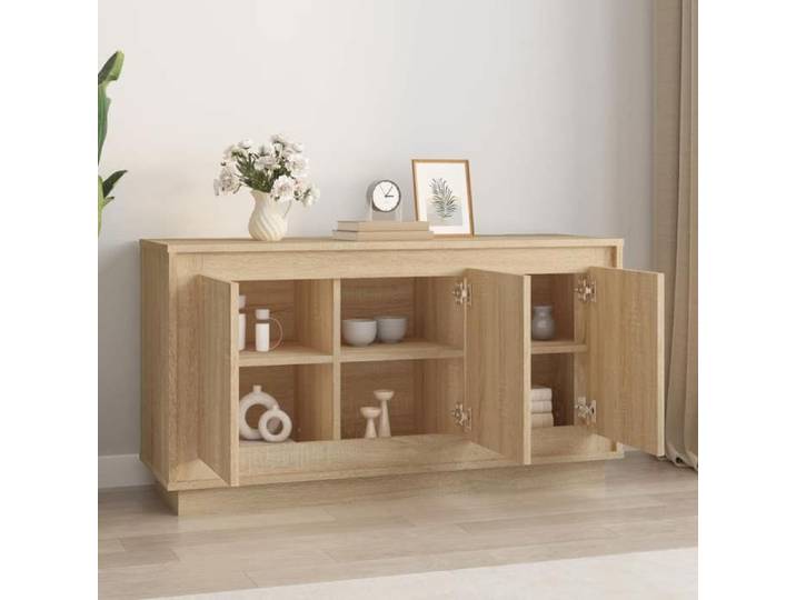 Commode/Buffet contemporain chêne sonoma 102x35x55 cm bois d'ingénierie LL0000206729