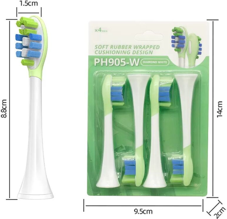 INF Sonic Elektrische Zahnbürste Ersatzköpfe - 8er-Pack, kompatibel mit Philips Sonicare HX369 Grün