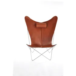 KS Chair Ledersessel Edelstahl Cognac