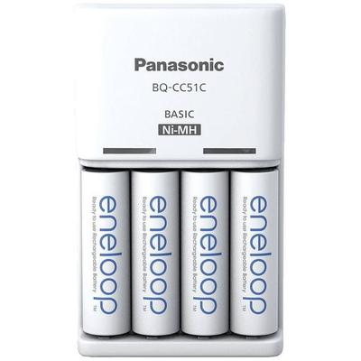 Panasonic Basic BQ-CC51 + 4x eneloop AA Steckerladergerät NiMH Micro (AAA), Mignon (AA)