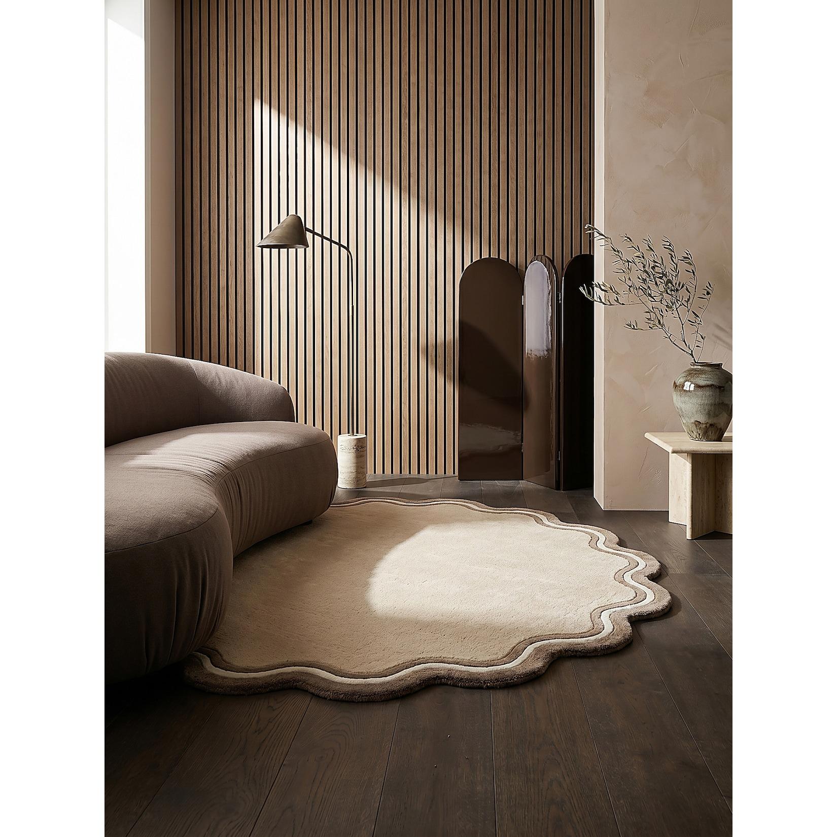 Wollteppich geometrisch Naturfarben Ø180 cm - WINCH Kadima Design