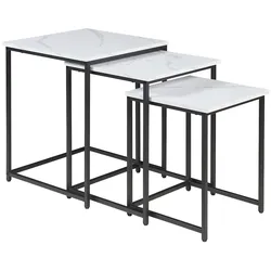 Helloshop26 - 3er-Set ineinander schiebbare Couchtische schwarz mit weißer Marmoroptik 03_0009772