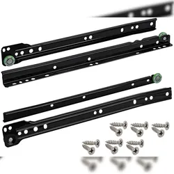 ID Dinkel 1 Paar Schubladenschienen Rollenführung Teilauszug Schwarz 550mm Schubladenauszug Schienen