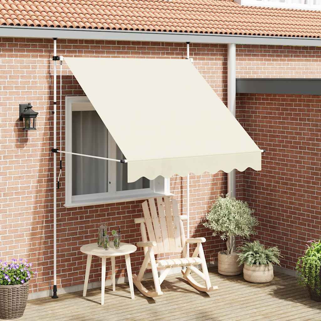 vidaXL Uitschuifbaar zonnescherm, handbediend, 200 cm, crèmekleurig