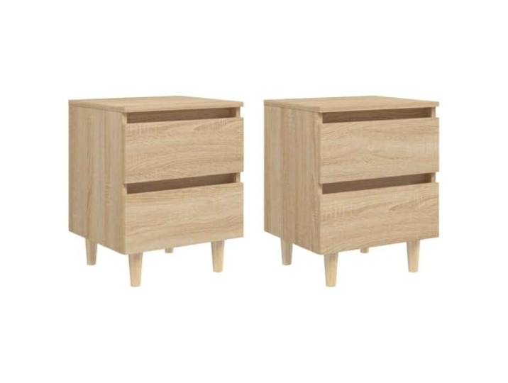 Heofavd 2er Set Nachttisch Sonoma-Eiche 40x35x50 cm Kiefernholzbeine