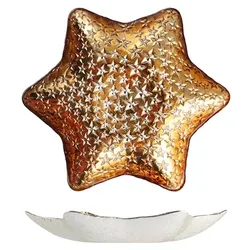 Goldcosmo Glasaufsatz in Sternform dekoriert cm 32,5
