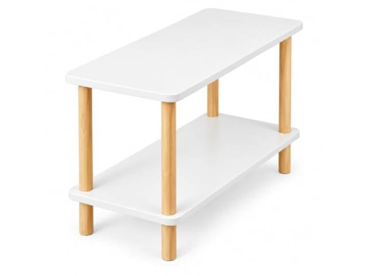 Nachttisch 2-stufiger Beistelltisch für Schlafzimmer & Wohnzimmer Robuste Holzkonstruktion, platzsparendes Design, einfache Montage, für kleine Räume(50*50*53cm,WHITE)