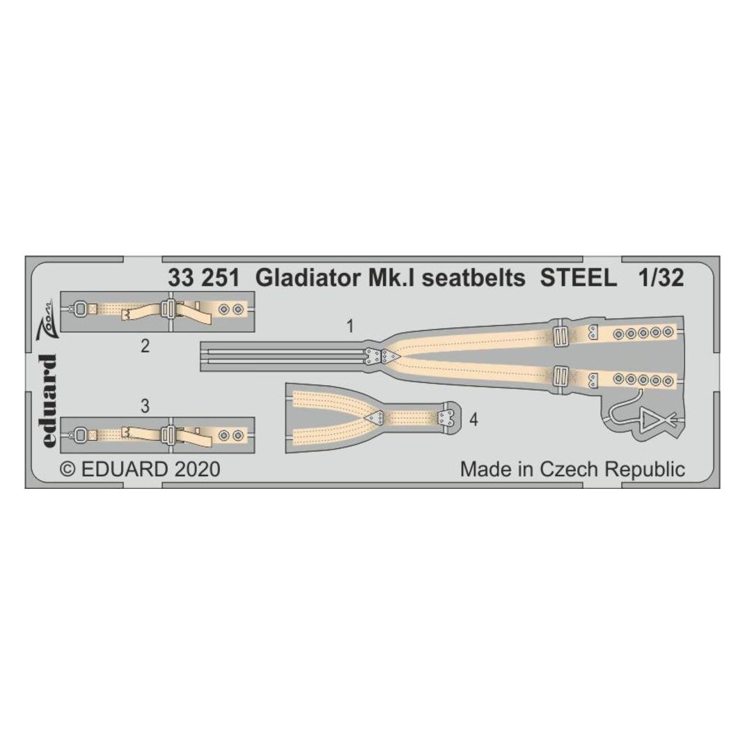 Eduard Gladiator Mk.I seatbelts STEEL for ICM (33251)