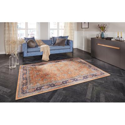 Teppich ELLE DECORATION "Keshan Maschad" Gr. 2, gold (goldgelb), B:80cm H:5mm L:150cm, Polyester, Teppiche, Teppich, Orientalisch, Läufer, Kurzflor, Vintage, Wohnzimmer, Schlafzimmer