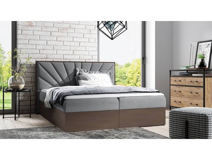 Designer Holzbett Minari mit Stauraum - 120x200 - Grau - Dunkle Eiche - Luxusbetten24