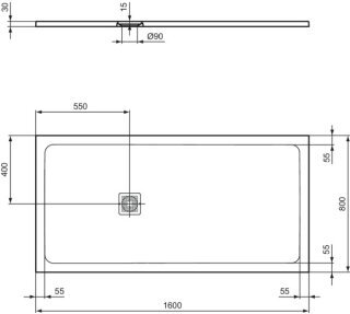 IDEAL STANDARD T5602FR Rechteck-Brausewanne Ultra Flat S +