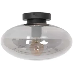 Deckenleuchte Wohnzimmerlampe Flurlampe Glas rauchfarben schwarz Metall E27