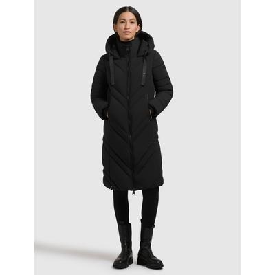 Steppmantel KHUJO "BIBB", Damen, Gr. S, schwarz, 100% Polyester, unifarben, regular fit knielang, eingesetzt elastischer Bund mit Windstopper, Mäntel Steppmantel