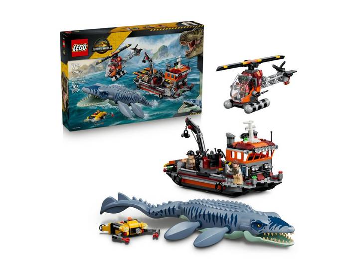 LEGO® Mosasaurier-Angriff auf das Boot (77983), LEGO Jurassic World Konstruktionsspielsteine, (703 St), Made in Europe
