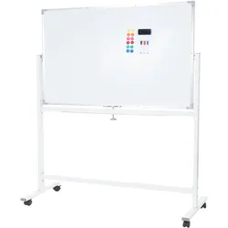 Whiteboard HWC-C85, Magnettafel Memoboard Pinnwand, mobil rollbar inkl. Zubehör ~ 150x100cm